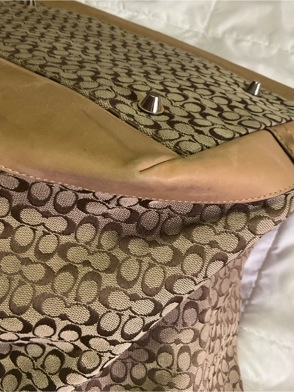 Signature Pattern Tote Bag in Tan